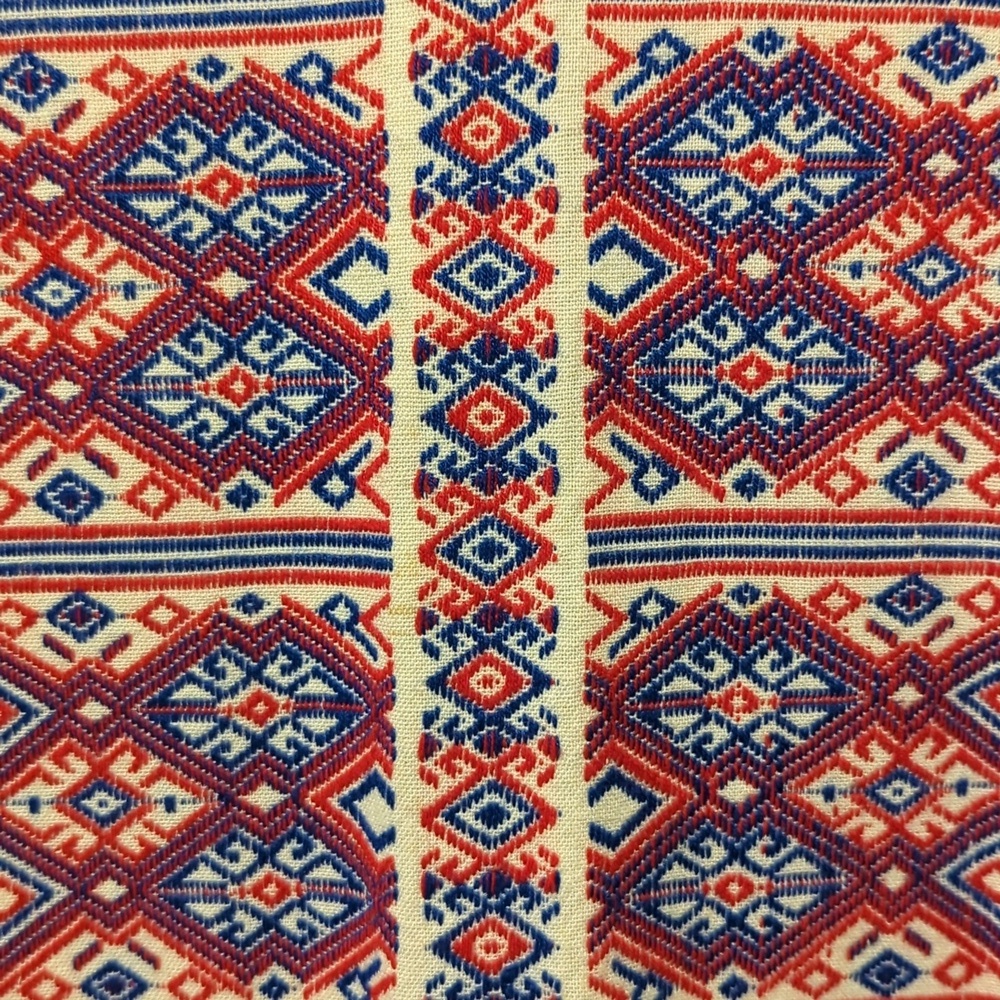 Greek Handmade Patterned Dress with Red and Blue Accents - Picture 7 of 13